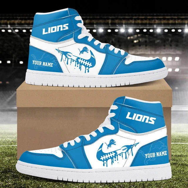 LIMITED EDITION - NEW CUSTOMIZED NFL04 DTL DETROIT LIONS AIR JORDAN SNEAKERS