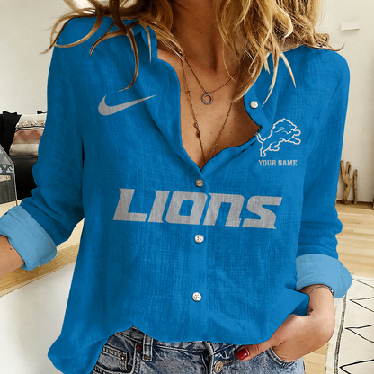 LIMITED EDITION - NEW CUSTOMIZED NFL04 DTL DETROIT LIONS WOMEN CASUAL SHIRT
