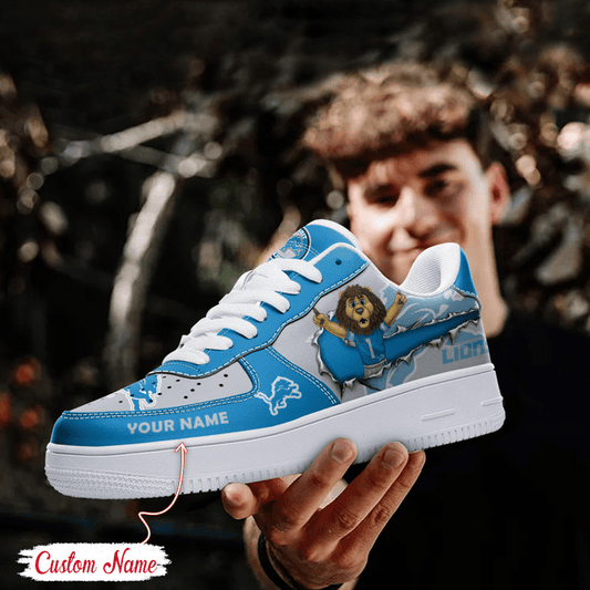 LIMITED EDITION - NEW CUSTOMIZED NFL04 DTL DETROIT LIONS AF1 SNEAKERS