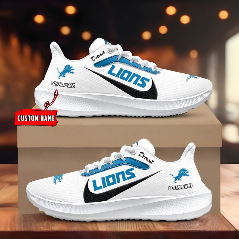 [SPECIAL OFFER] NEW CUSTOMIZED NFL04 DTL DETROIT LIONS ROAD RUNNING SHOES