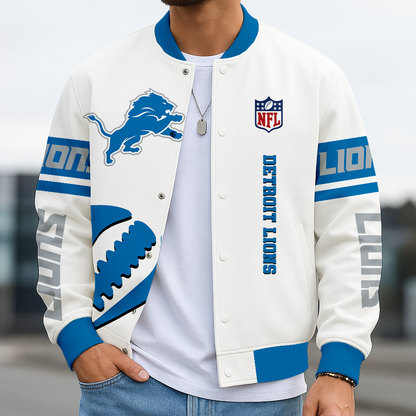 LIMITED EDITION - NEW CUSTOMIZED NFL04 DTL DETROIT LIONS BASEBALL JACKET