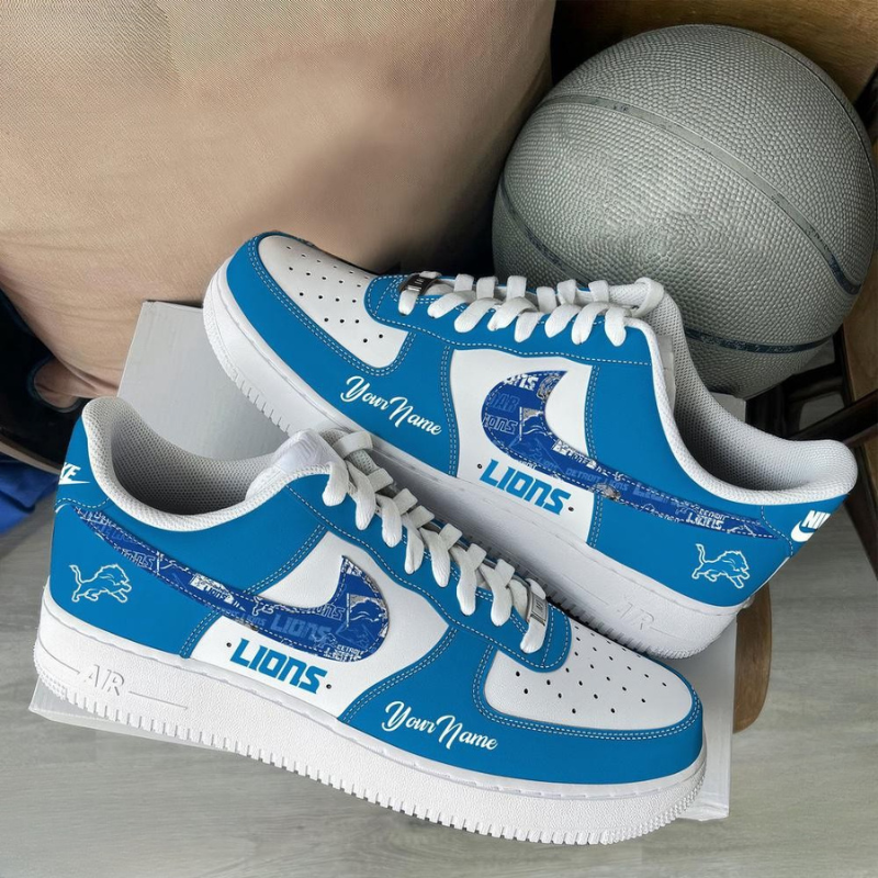 LIMITED EDITION - NEW CUSTOMIZED NFL04 DTL DETROIT LIONS AF1 SNEAKERS