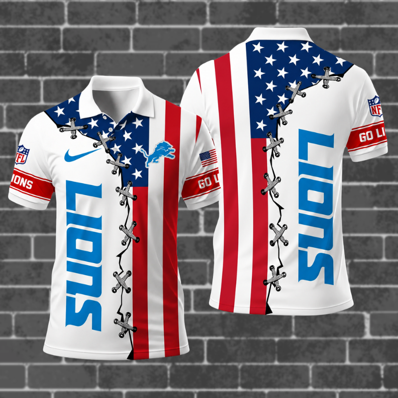 [SPECIAL OFFER] NEW CUSTOMIZED NFL04 DTL DETROIT LIONS POLO SHIRT