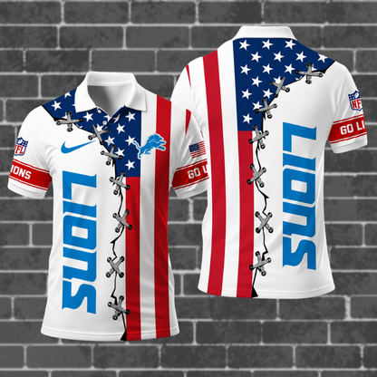 [SPECIAL OFFER] NEW CUSTOMIZED NFL04 DTL DETROIT LIONS POLO SHIRT