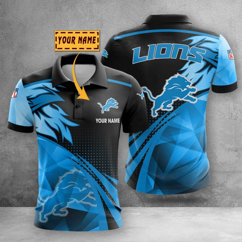 LIMITED EDITION - NEW CUSTOMIZED NFL04 DTL DETROIT LIONS POLO SHIRT