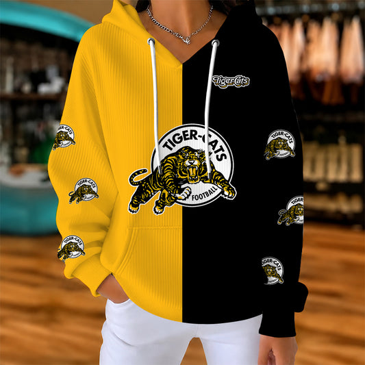 [FAN EXCLUSIVE] NEW CUSTOMIZED CFL04 HAM HAMILTON TIGER-CATS STRAPPY RIBBED HOODIE & SWEATSHIRT