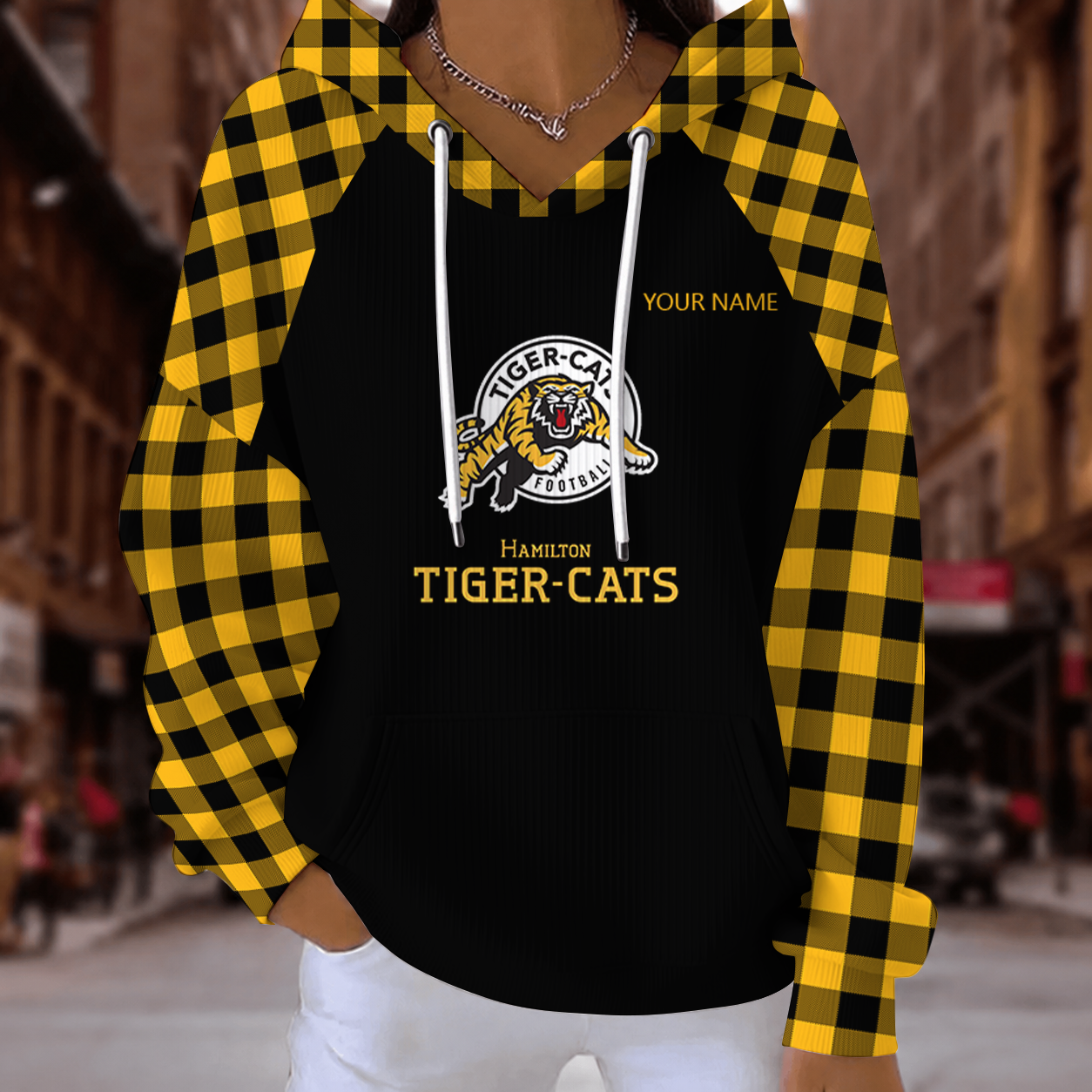 [FAN EXCLUSIVE] NEW CUSTOMIZED CFL04 HAM HAMILTON TIGER-CATS STRAPPY RIBBED HOODIE & SWEATSHIRT