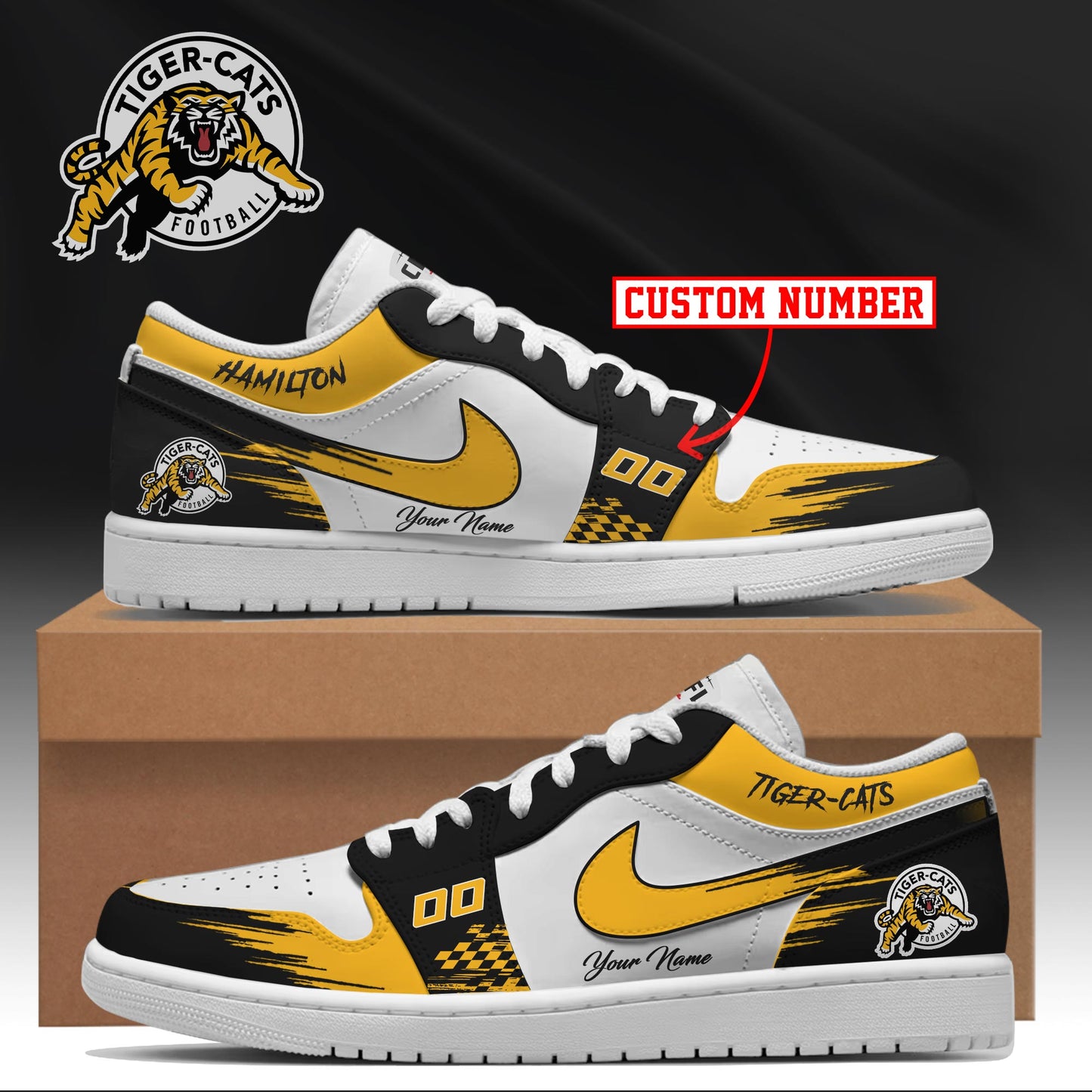 [FAN EXCLUSIVE] NEW CUSTOMIZED CFL04 HAM HAMILTON TIGER-CATS AIR JORDAN LOW SHOES