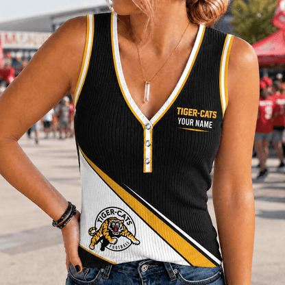 [FAN EXCLUSIVE] NEW CUSTOMIZED CFL04 HAM HAMILTON TIGER-CATS WOMEN'S V-NECK TANK TOP