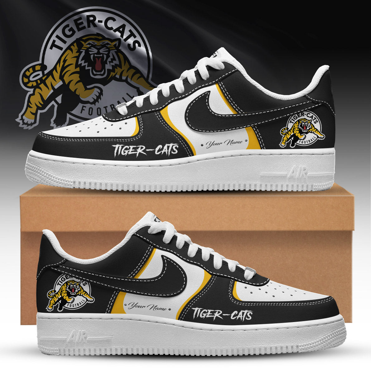 [FAN EXCLUSIVE] NEW CUSTOMIZED CFL04 HAM HAMILTON TIGER-CATS AF1 SHOES