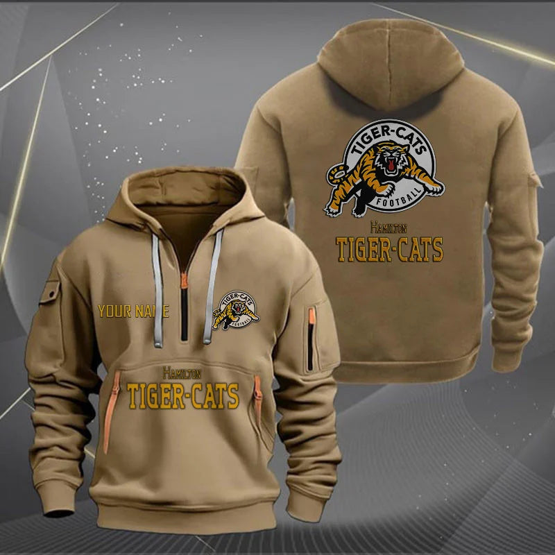 [FAN EXCLUSIVE] NEW CUSTOMIZED CFL04 HAM HAMILTON TIGER-CATS MUTICOLOR QUARTER ZIP HOODIE
