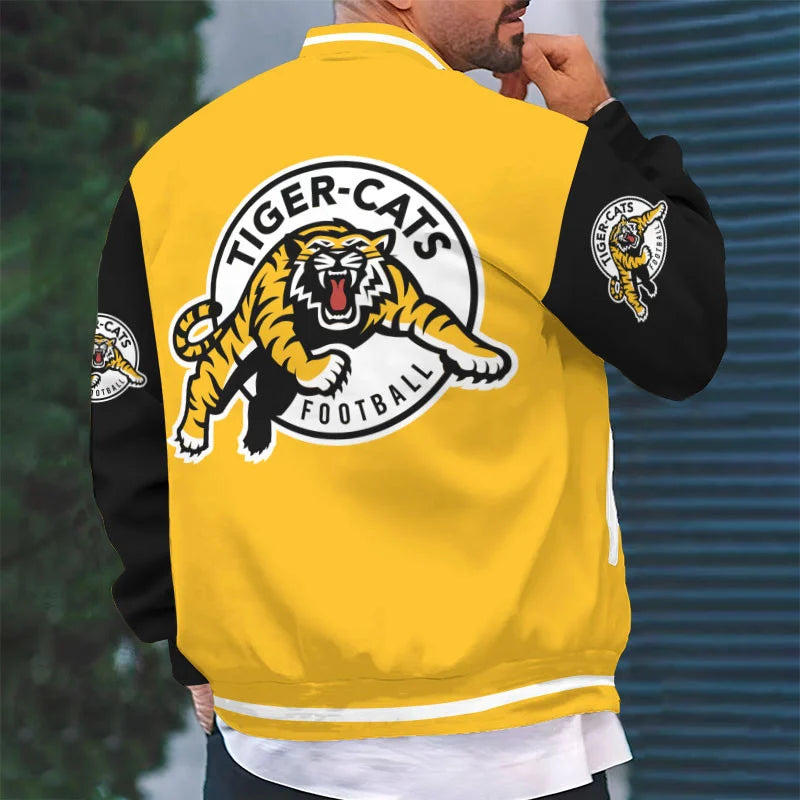[FAN EXCLUSIVE] NEW CUSTOMIZED CFL04 HAM HAMILTON TIGER-CATS BASEBALL JACKET & SATIN VARSITY JACKET