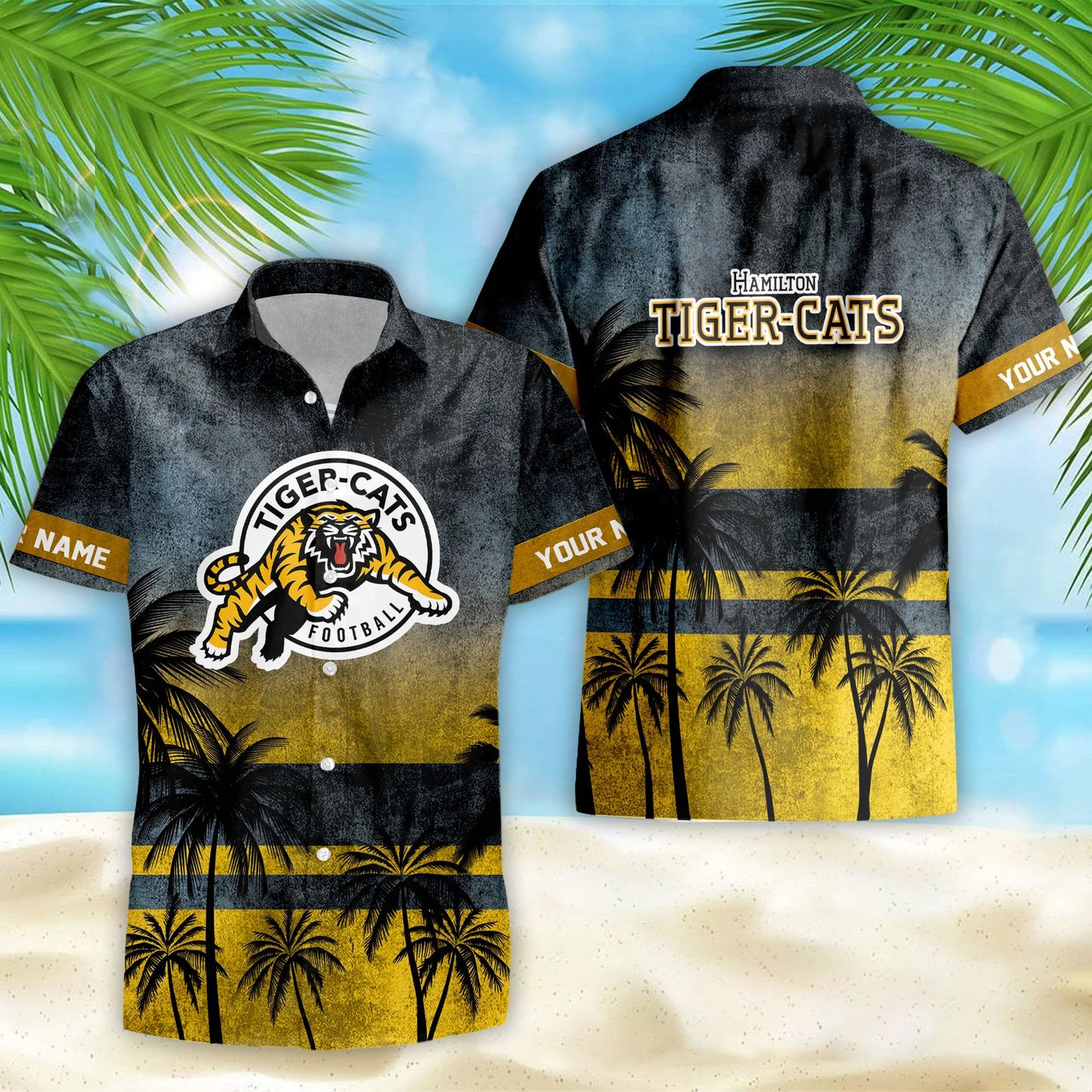 [FAN EXCLUSIVE] NEW CUSTOMIZED CFL04 HAM HAMILTON TIGER-CATS HAWAIIAN SHIRT & SHORTS SET