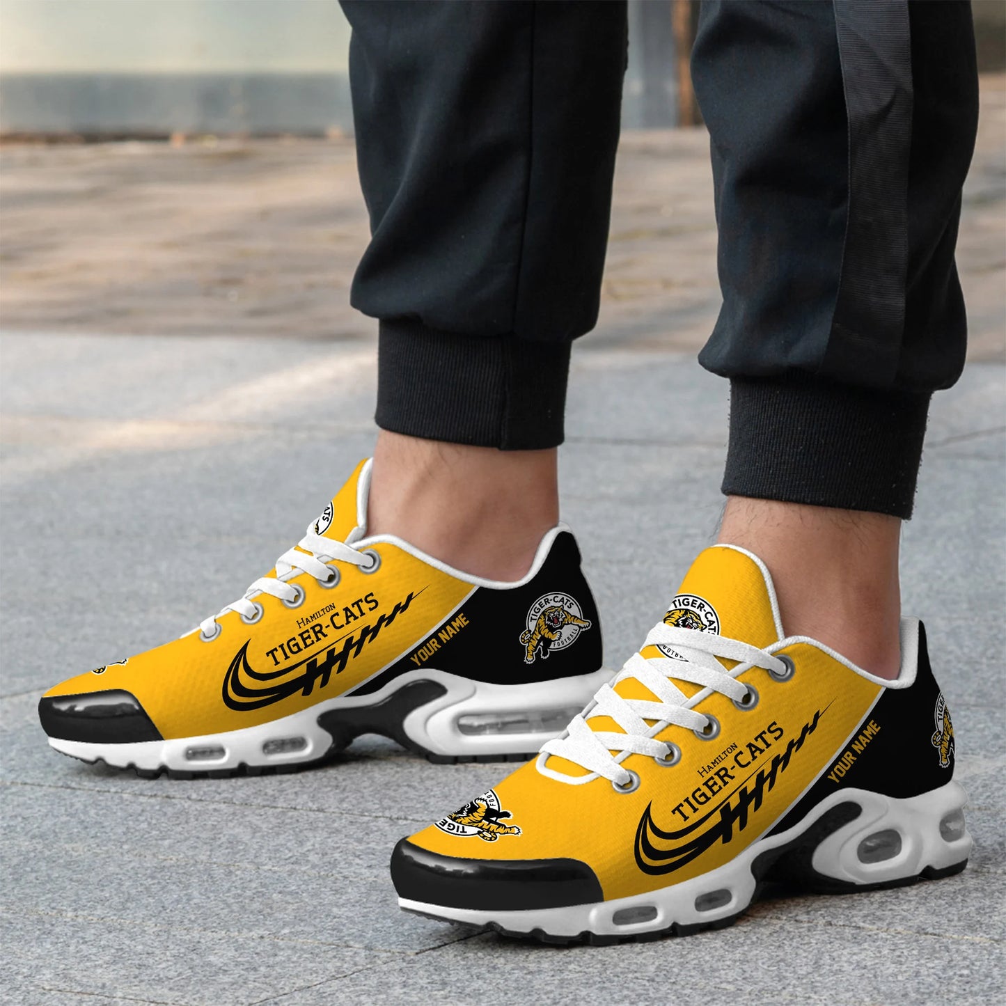 [FAN EXCLUSIVE] NEW CUSTOMIZED CFL04 HAM HAMILTON TIGER-CATS AIR MAX PLUS SNEAKERS