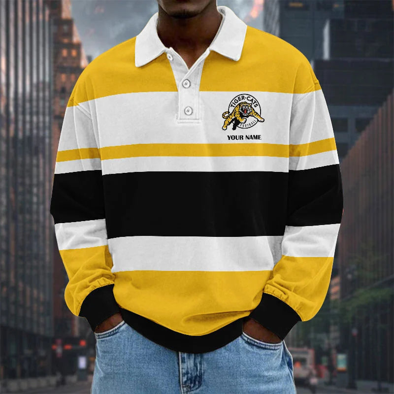 [FAN EXCLUSIVE] NEW CUSTOMIZED CFL04 HAM HAMILTON TIGER-CATS LONG SLEEVE POLO