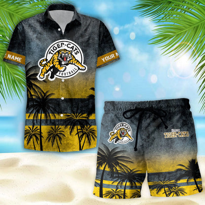 [FAN EXCLUSIVE] NEW CUSTOMIZED CFL04 HAM HAMILTON TIGER-CATS HAWAIIAN SHIRT & SHORTS SET