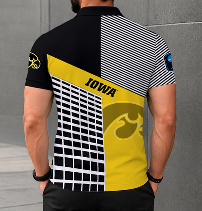 LIMITED EDITION - NEW CUSTOMIZED NCAA CFH04 IWH IOWA HAWKEYES POLO SHIRT