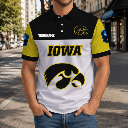 EXCLUSIVE EDITION - NEW CUSTOMIZED NCAA CFH04 IWH IOWA HAWKEYES POLO SHIRT, ZIP POLO SHIRT & T-SHIRTS