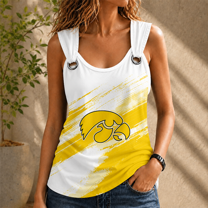 [FAN FAVORITE] NEW CUSTOMIZED NCAA CFH04 IWH IOWA HAWKEYES O-RING SHOULDER TANK TOP