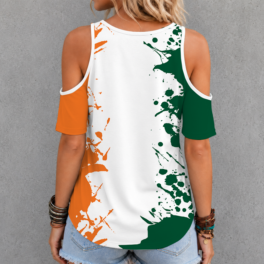 [FAN FAVORITE] NEW CUSTOMIZED NCAA CWS04 MIH MIAMI HURRICANES CRISS CROSS V-NECK TOP