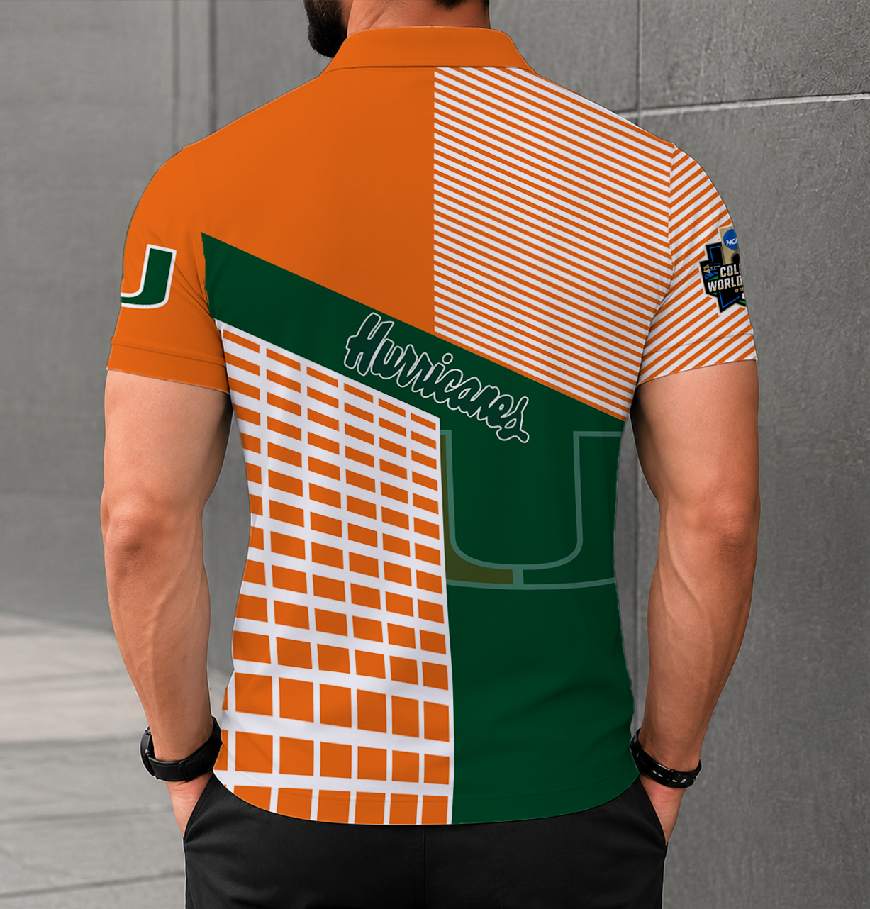VIRAL EDITION - NEW CUSTOMIZED NCAA CWS04 MIH MIAMI HURRICANES POLO SHIRT