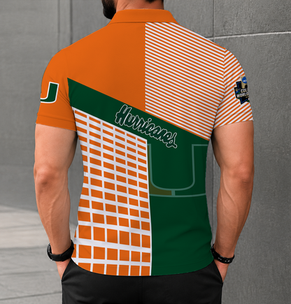 VIRAL EDITION - NEW CUSTOMIZED NCAA CWS04 MIH MIAMI HURRICANES POLO SHIRT