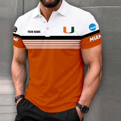 LIMITED EDITION - NEW CUSTOMIZED NCAA CWS04 MIH MIAMI HURRICANES POLO SHIRT