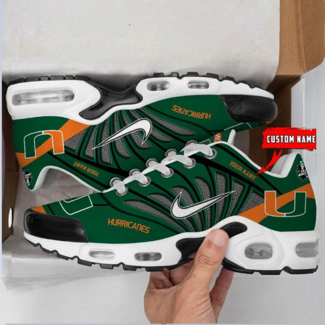 LIMITED EDITION - NEW CUSTOMIZED NCAA CWS04 MIH MIAMI HURRICANES UNISEX AIR MAX PLUS SNEAKERS