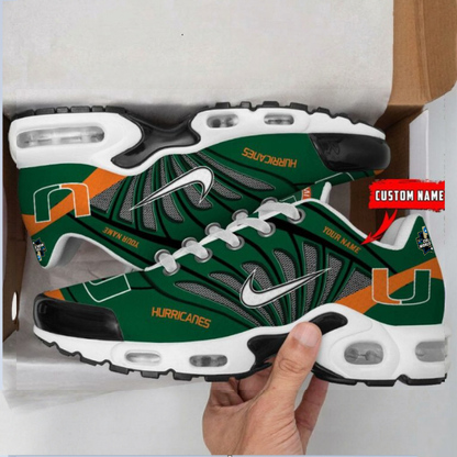 LIMITED EDITION - NEW CUSTOMIZED NCAA CWS04 MIH MIAMI HURRICANES UNISEX AIR MAX PLUS SNEAKERS