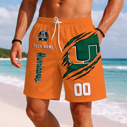 LIMITED EDITION - NEW CUSTOMIZED NCAA CWS04 MIH MIAMI HURRICANES SHORT PANTS