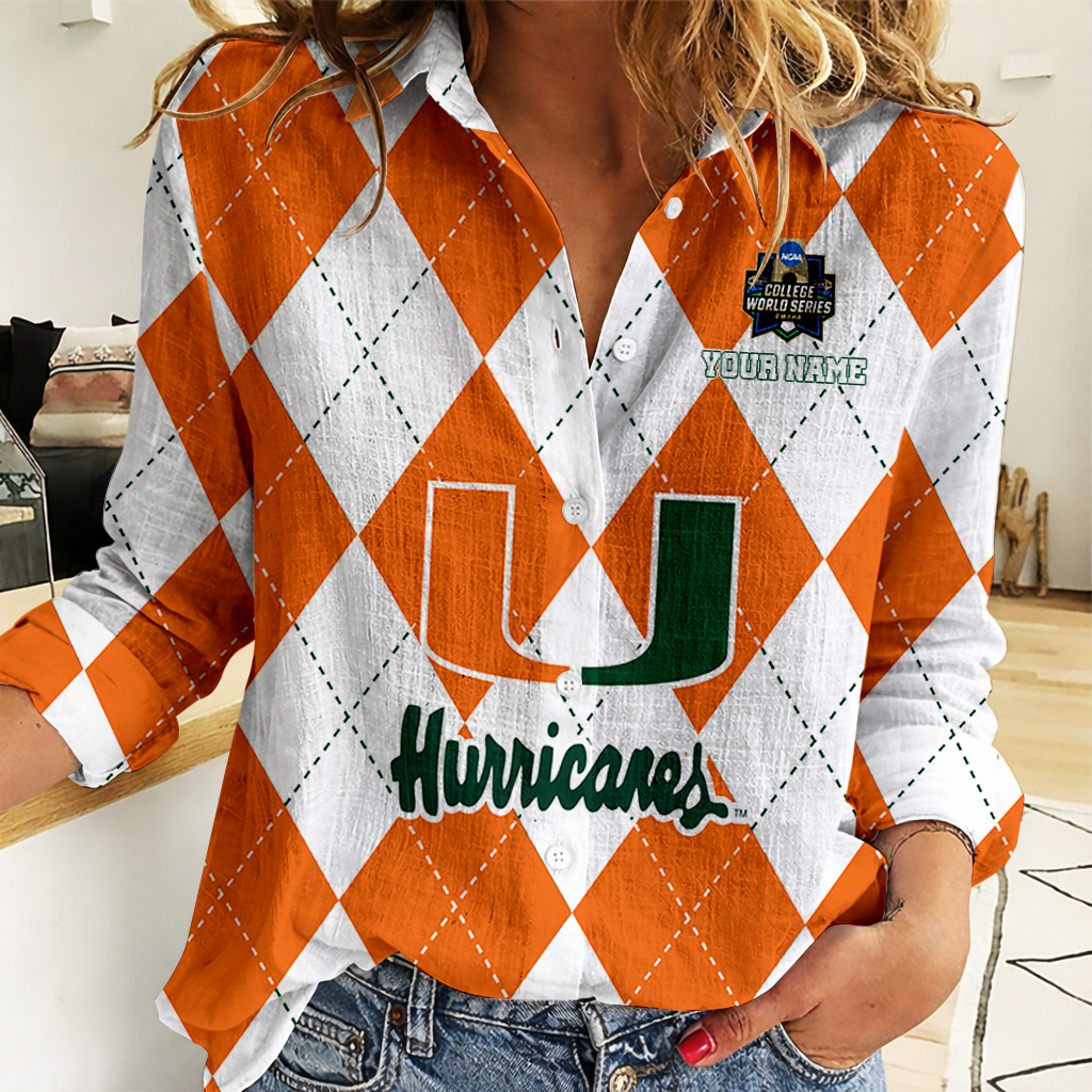 LIMITED DROP - NEW CUSTOMIZED | NCAA CWS04 MIH MI HURRICANES WOMEN CASUAL SHIRT FOR FAN