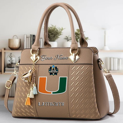 LIMITED EDITION - NEW CUSTOMIZED NCAA CWS04 MIH MIAMI HURRICANES ZIP HANDBAG MULTICOLOR