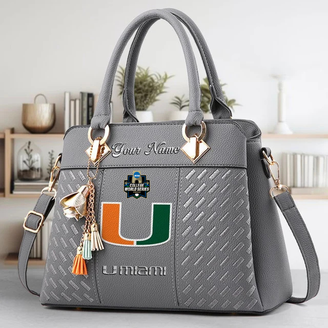 LIMITED EDITION - NEW CUSTOMIZED NCAA CWS04 MIH MIAMI HURRICANES ZIP HANDBAG MULTICOLOR
