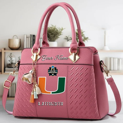 LIMITED EDITION - NEW CUSTOMIZED NCAA CWS04 MIH MIAMI HURRICANES ZIP HANDBAG MULTICOLOR
