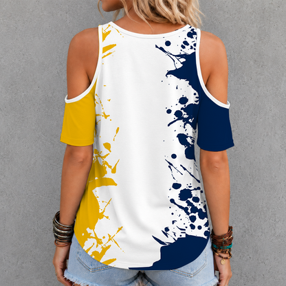 [FAN FAVORITE] NEW CUSTOMIZED NCAA MFF04 MIW MICHIGAN WOLVERINES CRISS CROSS V-NECK TOP