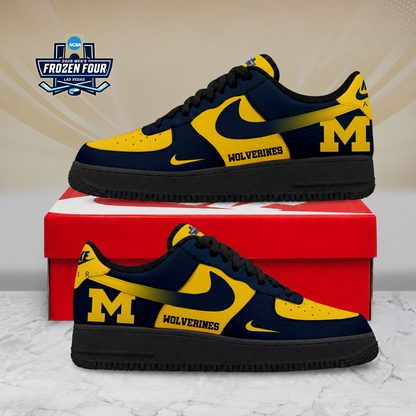 LIMITED EDITION - NEW CUSTOMIZED NCAA MFF04 MIW MICHIGAN WOLVERINES AF1 SHOES