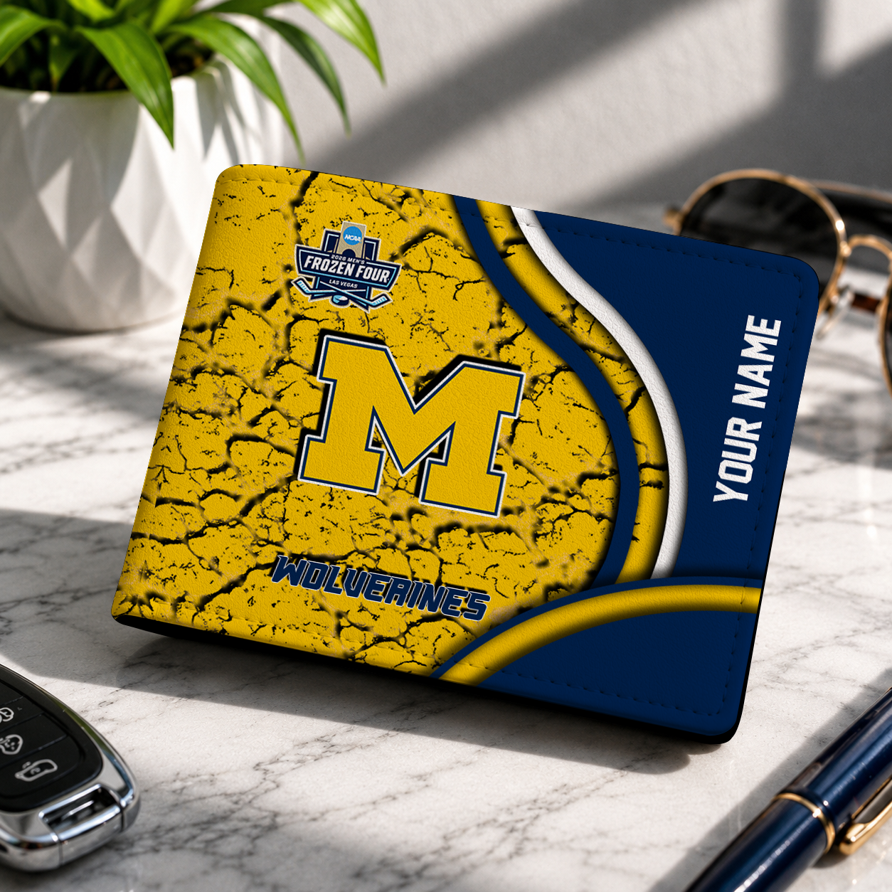 FINAL CLEARANCE - NEW CUSTOMIZED NCAA MFF04 MIW MICHIGAN WOLVERINES LEATHER WALLET