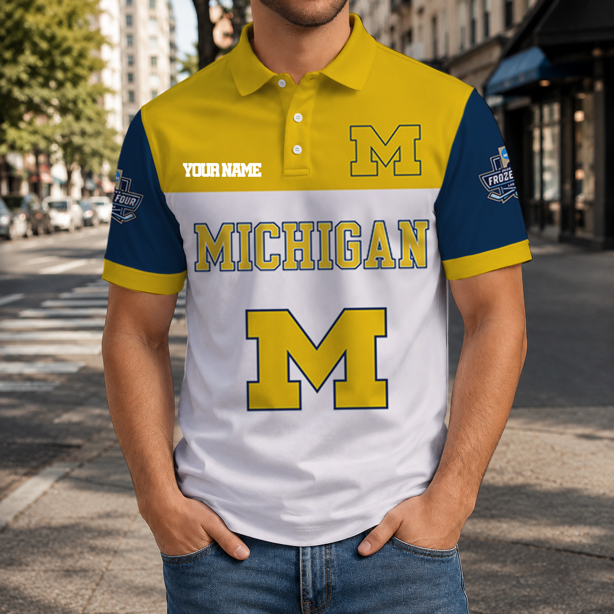 EXCLUSIVE EDITION - NEW CUSTOMIZED NCAA MFF04 MIW MICHIGAN WOLVERINES POLO SHIRT, ZIP POLO SHIRT & T-SHIRTS