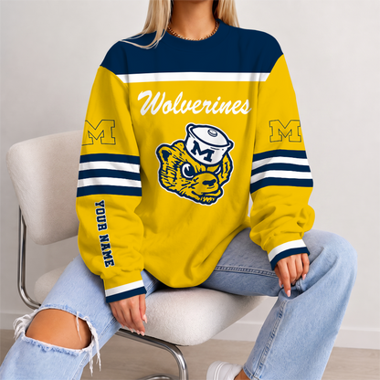 [FAN FAVORITE] NEW CUSTOMIZED NCAA MFF04 MIW MICHIGAN WOLVERINES UNISEX SWEATSHIRT