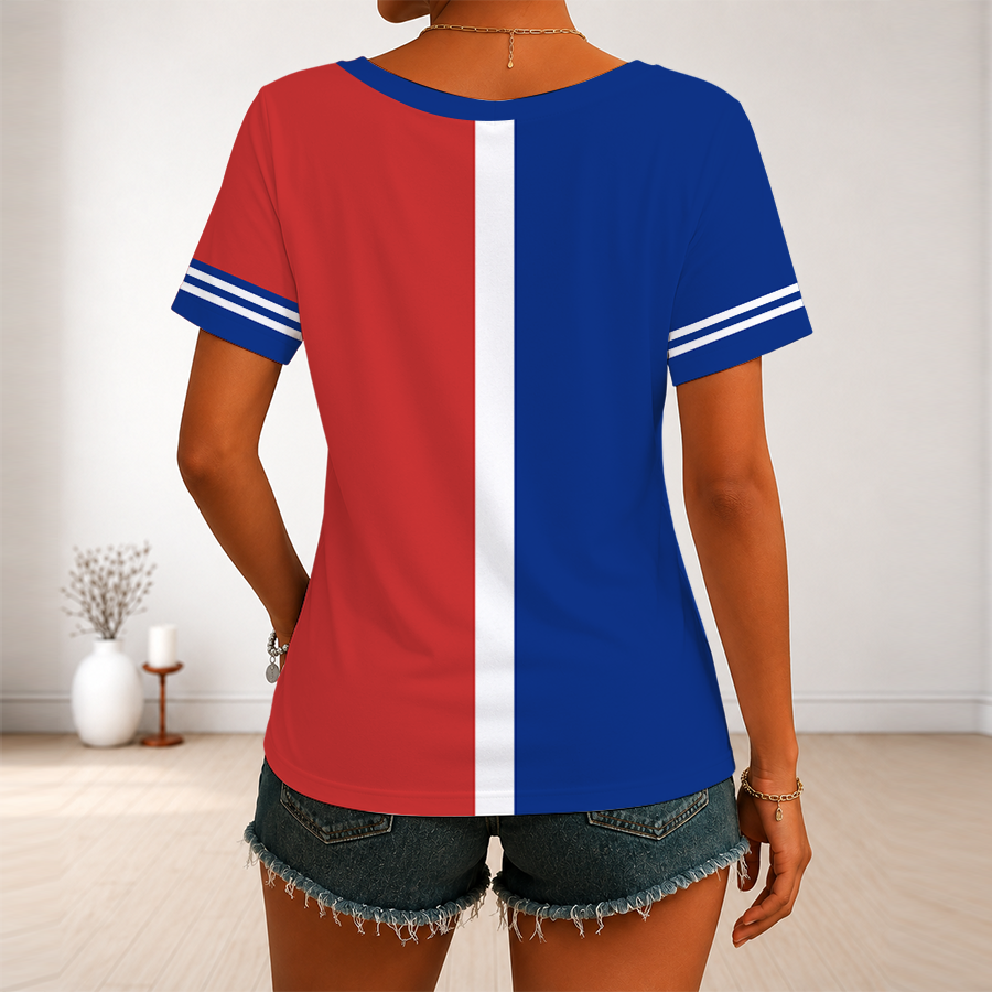 LIMITED EDITION - NEW CUSTOMIZED MLB04 CCS CHICAGO CUBS V-NECK FEMALE SHIRT