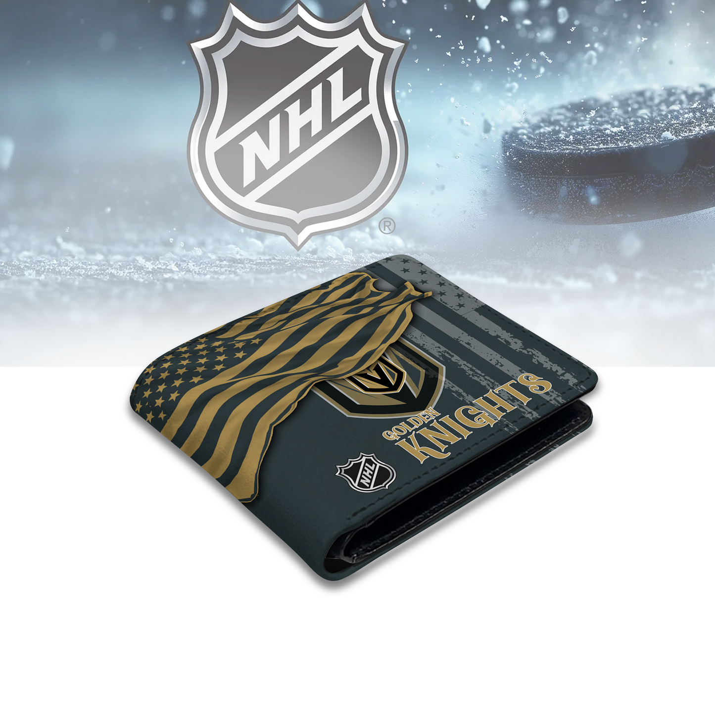 [SUPER SALE ] NEW CUSTOMIZED NHL04 VGK VEGAS GOLDEN KNIGHTS LEATHER WALLET
