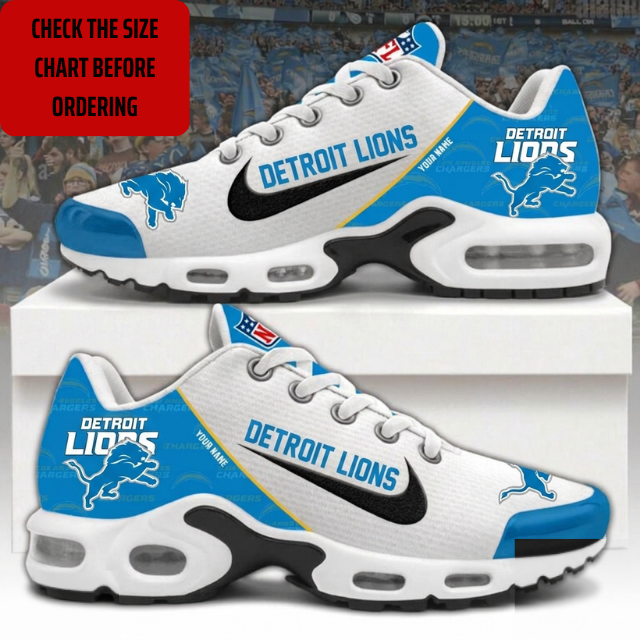 ELITE EDITION - NEW CUSTOMIZED NFL04 DTL DETROIT LIONS AIR MAX PLUS SNEAKERS