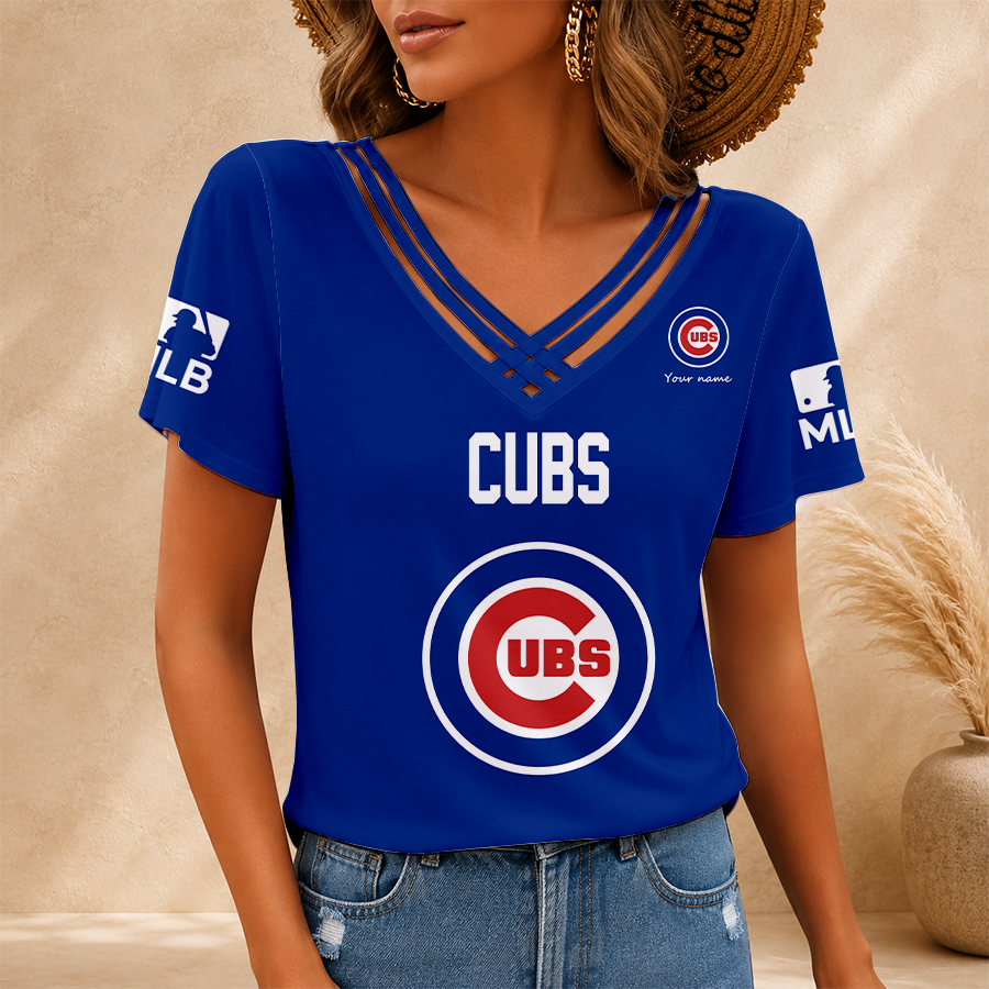 [FLASH SALE] NEW CUSTOMIZED MLB04 CCS CHICAGO CUBS V-NECK SHIRT