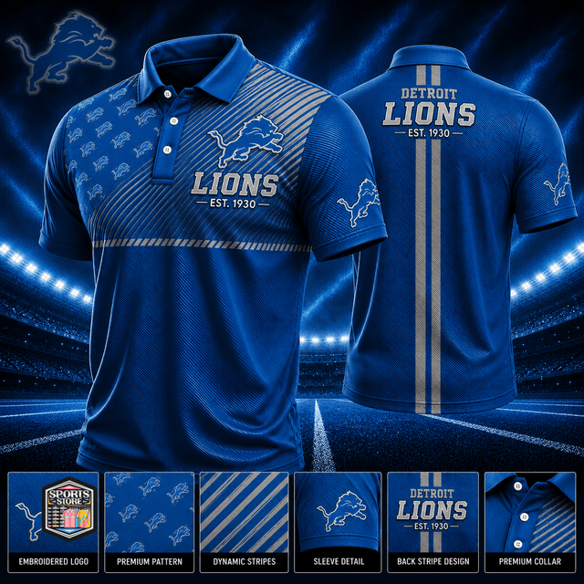 VIRAL EDITION - NEW CUSTOMIZED NFL04 DTL DETROIT LIONS POLO SHIRT, ZIP POLO SHIRT & T-SHIRTS