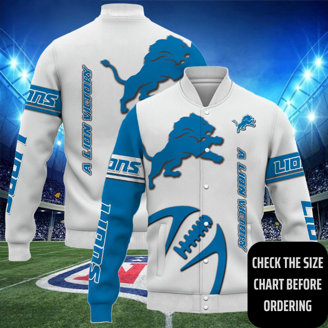 ELITE EDITION - NEW CUSTOMIZED NFL04 DTL DETROIT LIONS SATIN VARSITY & BASEBALL JACKET