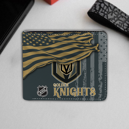 [SUPER SALE ] NEW CUSTOMIZED NHL04 VGK VEGAS GOLDEN KNIGHTS LEATHER WALLET