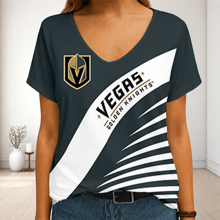 LIMITED EDITION - NEW CUSTOMIZED NHL04 VGK VEGAS GOLDEN KNIGHTS V-NECK FEMALE SHIRT