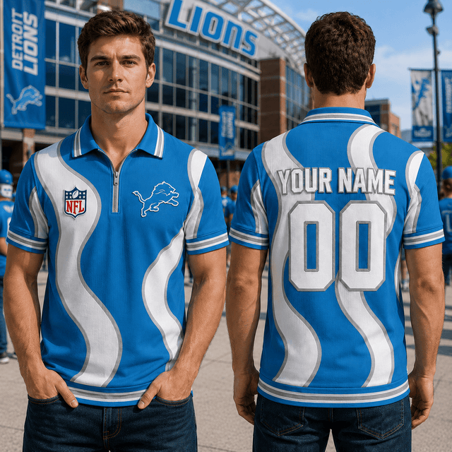 EXCLUSIVE EDITION - NEW CUSTOMIZED NFL04 DTL DETROIT LIONS POLO SHIRT, ZIP POLO SHIRT, T-SHIRT, HOODIE, ZIP HOODIE & SWEATSHIRT