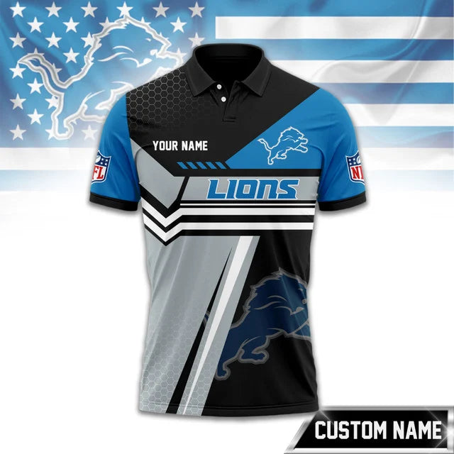 SPECIAL EDITION - NEW CUSTOMIZED NFL04 DTL DETROIT LIONS POLO SHIRT, ZIP POLO SHIRT & T-SHIRTS