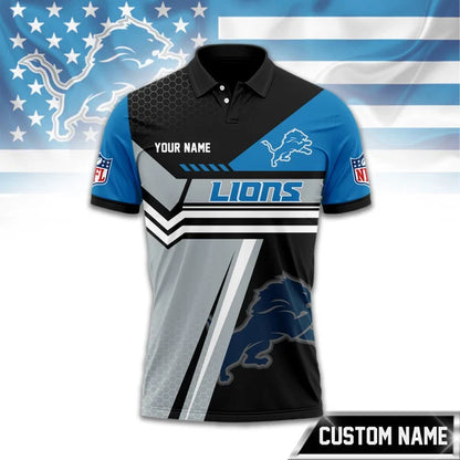 SPECIAL EDITION - NEW CUSTOMIZED NFL04 DTL DETROIT LIONS POLO SHIRT, ZIP POLO SHIRT & T-SHIRTS